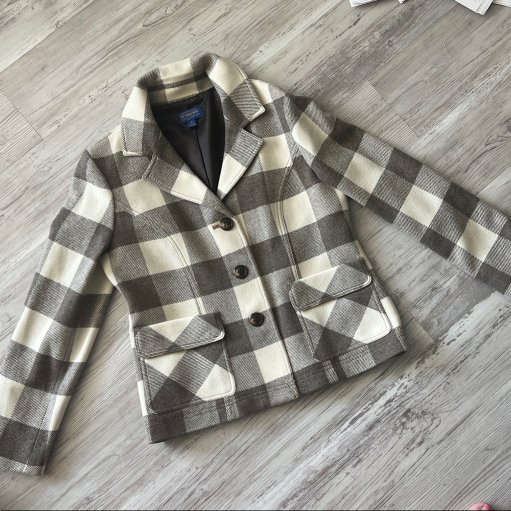 New Pendleton Plaid Double-Breasted Jacket Sz 10p… - image 1